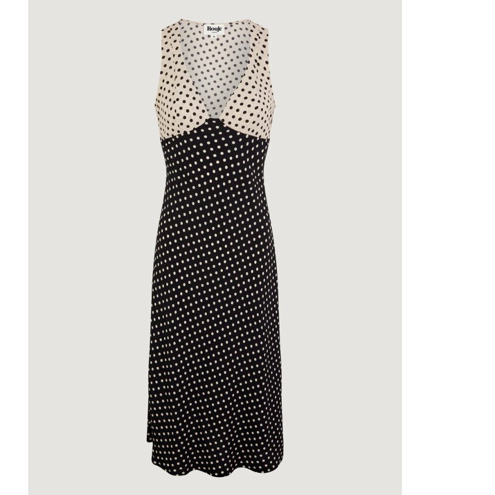 SOLD NOT FOR SALE - ROUJE ALOIS DRESS MIDI FLARED DRESS WITH POLKA DOT PRINT 36